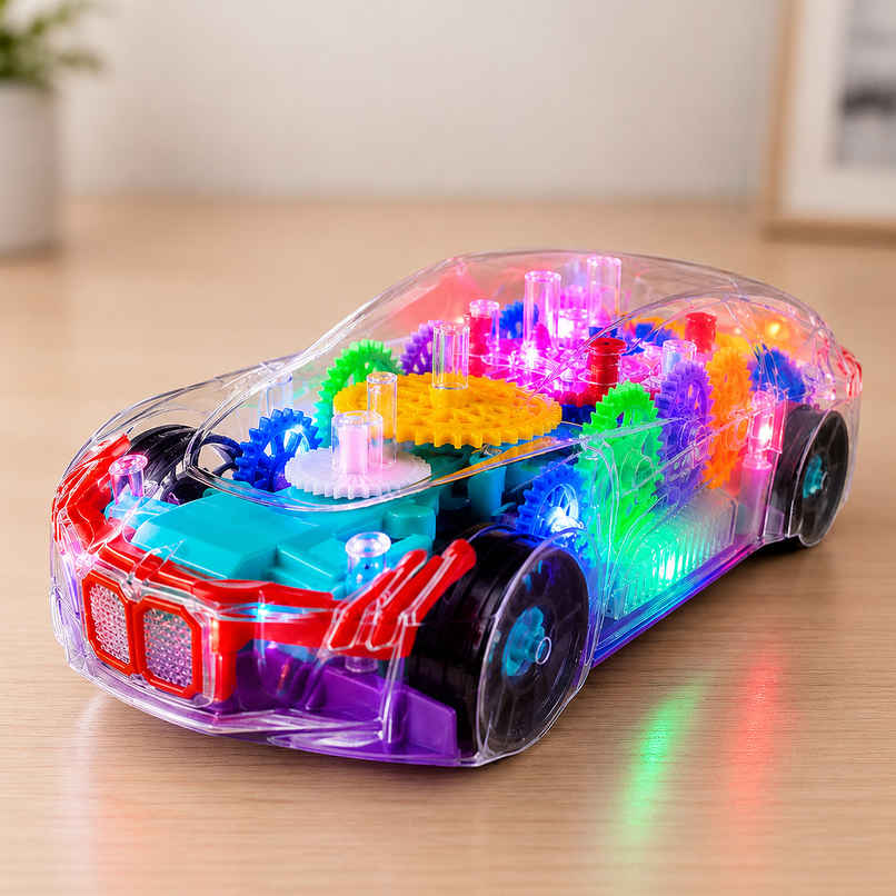 Rotating Transparent Toy, Flashing Lights, Kids' Toy, Interactive Play, Colorful Lights, Battery Operated, Fun for Children, Educational Toy, Motor Skills Development.
