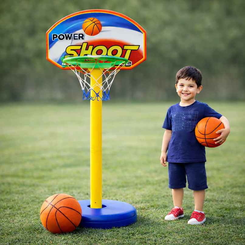 Toyshine Adjustable Basketball Hoop Set with Ball, Indoor & Outdoor Sports Fun, Multicolor Toyshine Adjustable Basketball Hoop Set with Ball, Indoor & Outdoor Sports Fun, Multicolor
