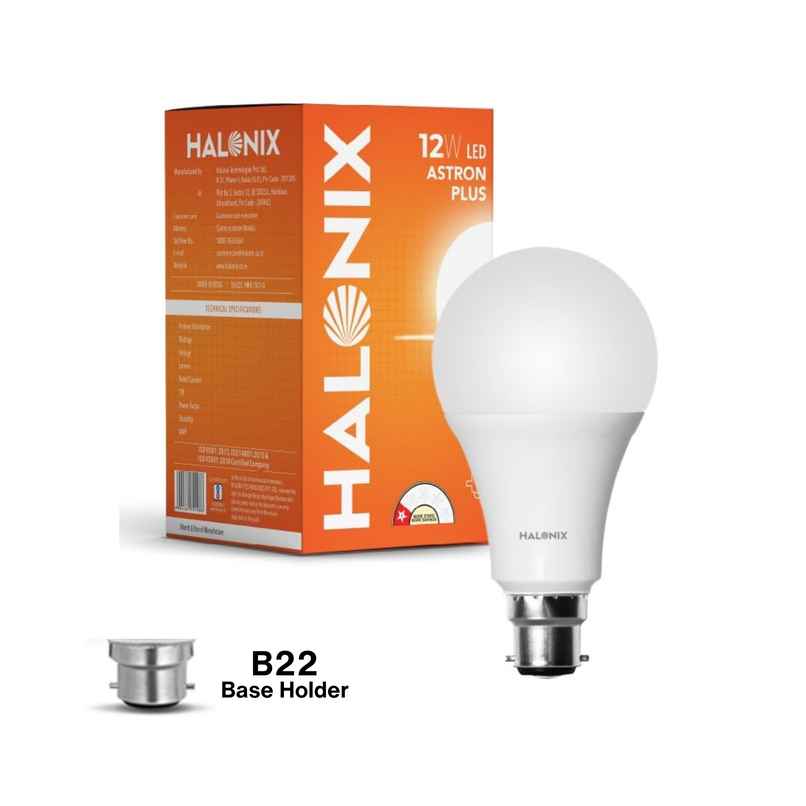 Halonix 12W White Led Bulb | B22 Base Holder