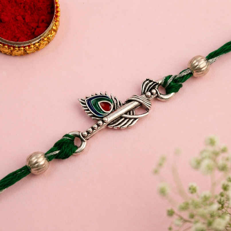 Rakhi for Brother | Lord Krishna Motif | Peacock | Thread | Pack of 1 | Voylla Rakhi for Brother | Lord Krishna Motif | Peacock | Thread | Pack of 1 | Voylla