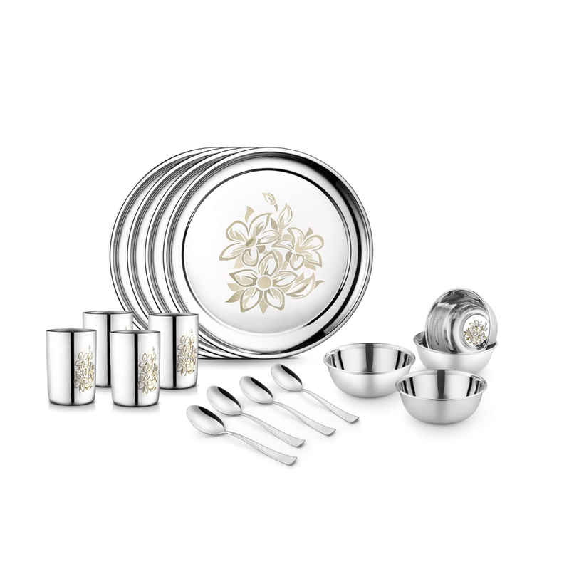 Jensons Stainless Steel 16 Piece Dinner Set | Family Dining Combo