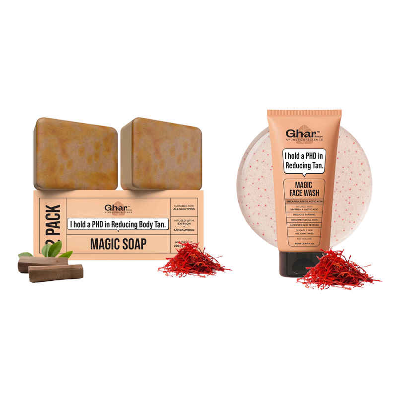 Ghar Soaps Sandalwood & Saffron Magic Brightening Soap & Facewash Combo