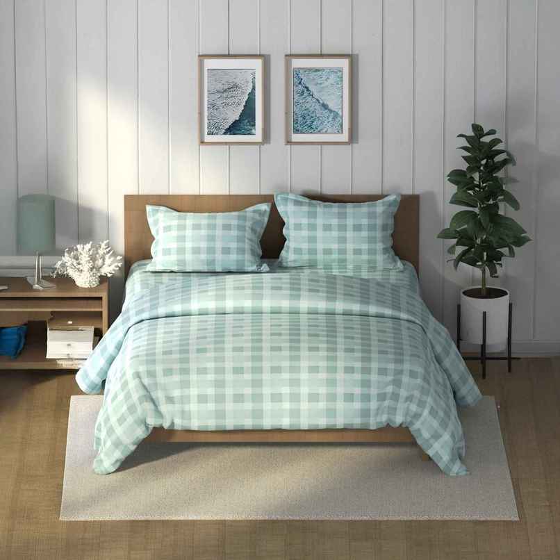 Nautica Super Soft Cotton Fabric Comforter for All Weather | Double Size | Checks | Aqua Nautica Super Soft Cotton Fabric Comforter for All Weather | Double Size | Checks | Aqua