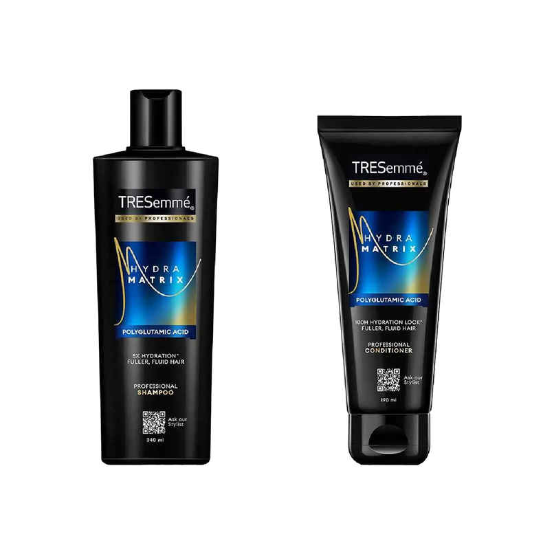 Tresemme Hydra Matrix Shampoo | Polyglutamic Acid For 100H Of Hydrated, Fluid Hair | Paraben Free (340ml) & Tresemme Hydra Matrix Conditioner | Polyglutamic Acid For 100H Of Hydrated, Fluid Hair|Paraben Free (190ml) Combo 