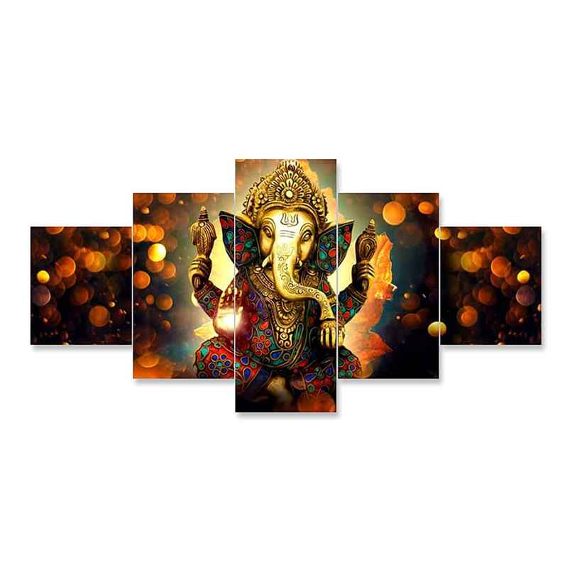 Perpetual Ganesh Wall Hanging | 3D Painting Set of 5 | Home Decor | 75x43 Cm Perpetual Ganesh Wall Hanging | 3D Painting Set of 5 | Home Decor | 75x43 Cm