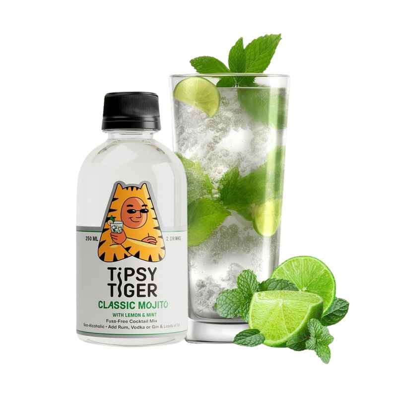 Tipsy Tiger Mojito Mocktail Cocktail Mix with Lemon & Mint Tipsy Tiger Mojito Mocktail Cocktail Mix with Lemon & Mint
