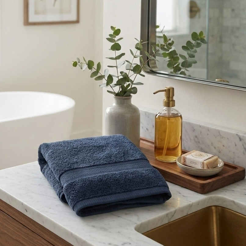 Jockey T101 Cotton Terry Ultrasoft and Durable Solid Bath Towel - Navz