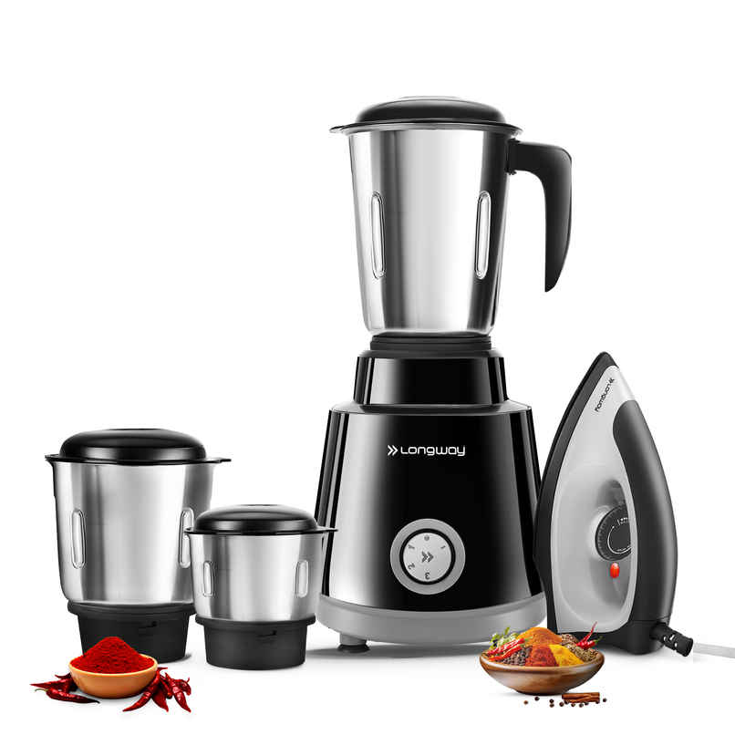 Longway Roto Max 500W Mixer Grinder + 1100W Dry Iron | 3 Jars | Powerful Motor Combo|2-Yr Warranty Longway Roto Max 500W Mixer Grinder + 1100W Dry Iron | 3 Jars | Powerful Motor Combo|2-Yr Warranty