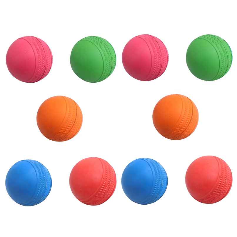 Toyshine Rubber Cricket Balls for Kids - Pack of 10 | Multicolor | Standard Size