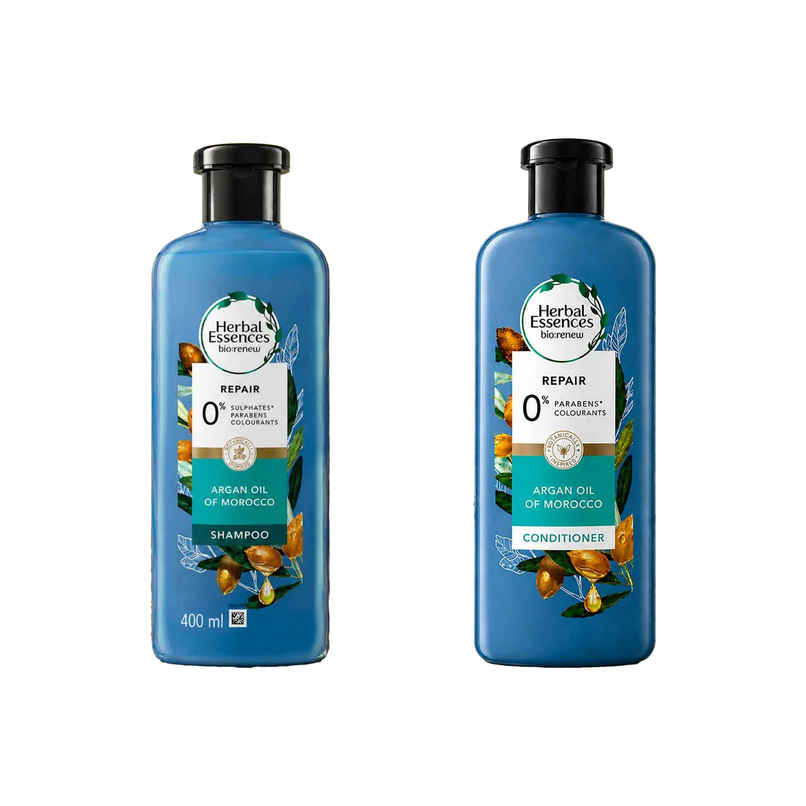 Herbal Essences Moroccan Argan Oil Shampoo For Frizz Free (400ml) & Herbal Essences Argan Oil Of Morocco Conditioner- For Hair Repair (400ml) Combo