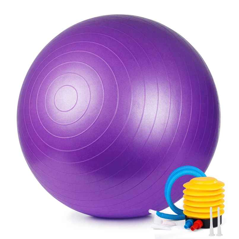 Slovic Anti-Burst Gym Ball - Yoga Ball for Core & Balance Training - Purple