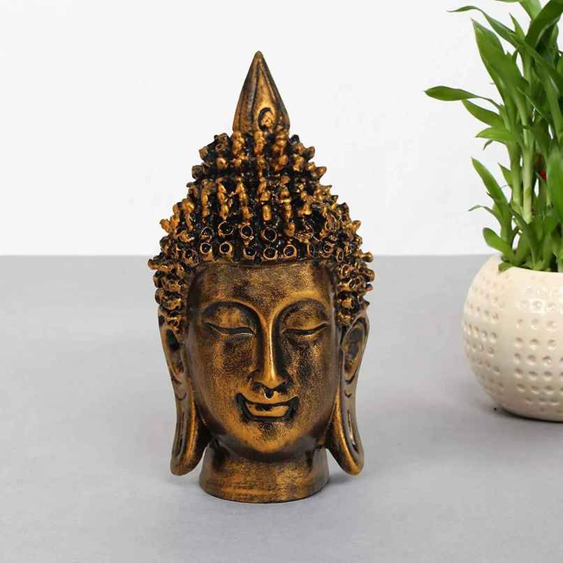 Tied Ribbons Buddha Head Statue Idol Showpiece (16 Cm) Tied Ribbons Buddha Head Statue Idol Showpiece (16 Cm)