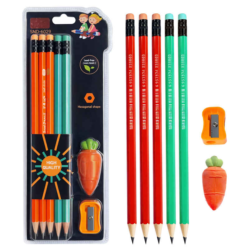 Toyshine HB Pencil with Eraser Sharpener Cute Carrot Eraser Toyshine HB Pencil with Eraser Sharpener Cute Carrot Eraser