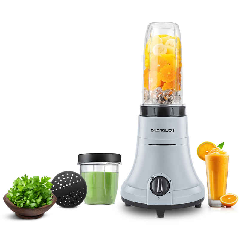 Longway Sage Juicer Mixer Grinder | 500 Watt | 2 Jars for Grinding & Mixing, Juicing with Powerful Motor | Gray&Black Longway Sage Juicer Mixer Grinder | 500 Watt | 2 Jars for Grinding & Mixing, Juicing with Powerful Motor | Gray&Black