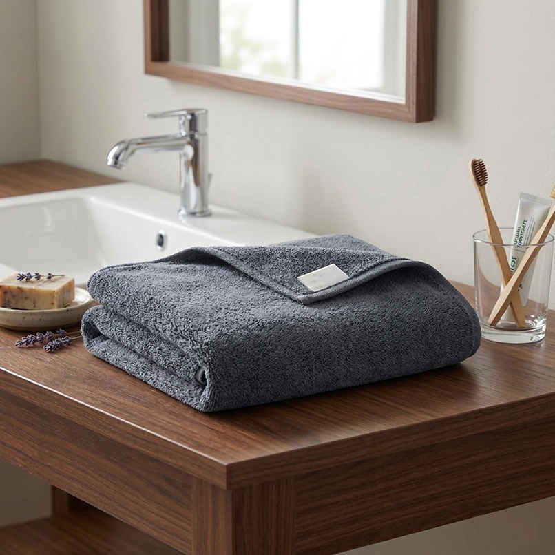 Softspun Microfiber Bath Towel (XL, 340 GSM, 70x140 cm, 1pc, Grey)