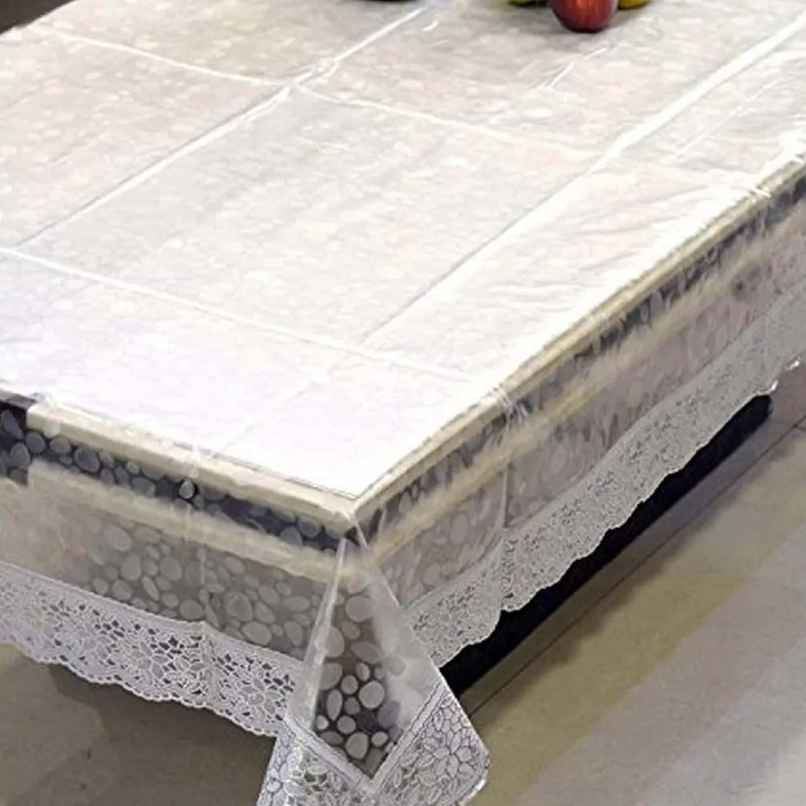 Kuber Industries PVC Table Cloth|Center Table Cover|Table Cover 4 Seater|Silver Lace 60 x 60 Inch