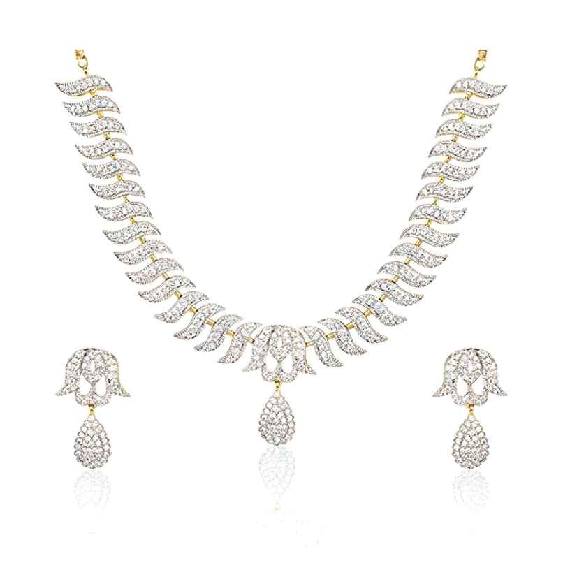 Youbella Jewellery American Diamond Necklace/Jewellery Set With Earrings For Women(Ybnk - 3081 - Fon) Youbella Jewellery American Diamond Necklace/Jewellery Set With Earrings For Women(Ybnk - 3081 - Fon)