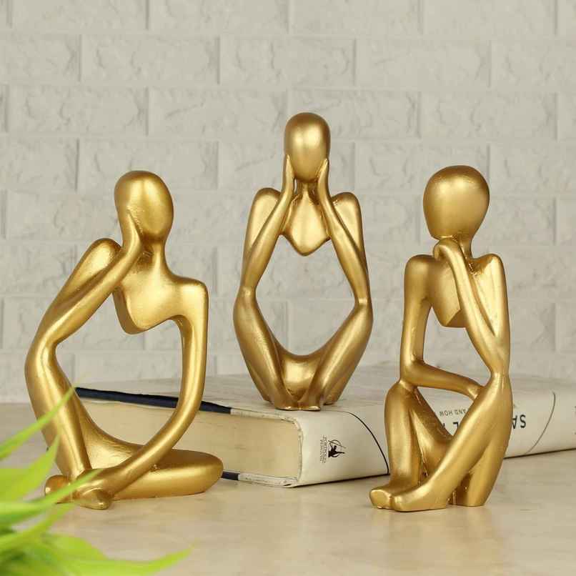 Tied Ribbons Set Abstract Thinker Men Statue Showpiece | 13 cm