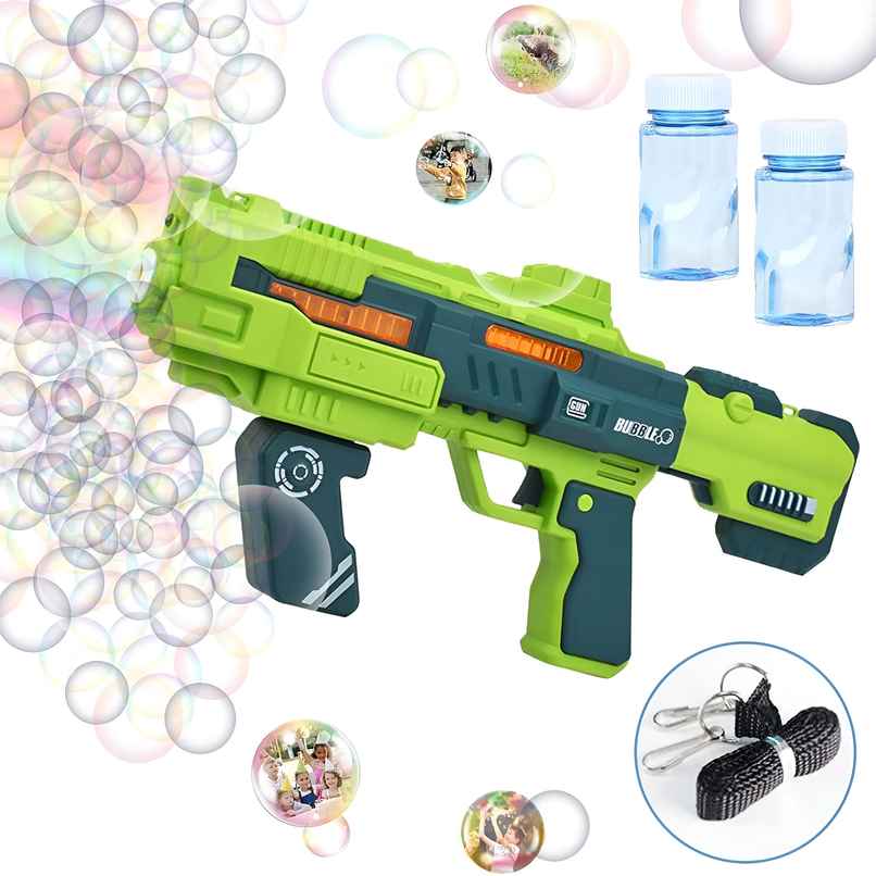 Toyshine Automatic Bubble Machine With Leak-proof Design | Led Lights & Music - Green