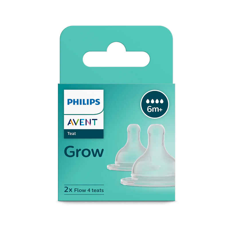 Philips Avent Teat| Grow baby bottle teat | 6m+ |Flow 4 |Pack Of 2 | BPA Free | SCY098/01