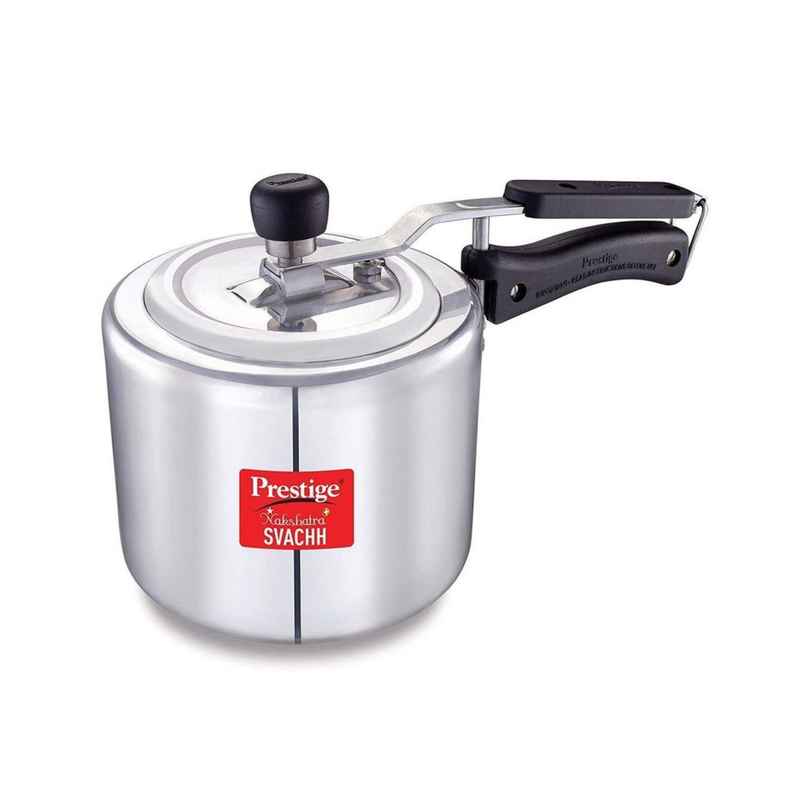 Prestige Aluminium Inner Lid Nakshatra Plus Svachh Spillage Control Pressure Cooker, 3 L (Silver) Prestige Aluminium Inner Lid Nakshatra Plus Svachh Spillage Control Pressure Cooker, 3 L (Silver)