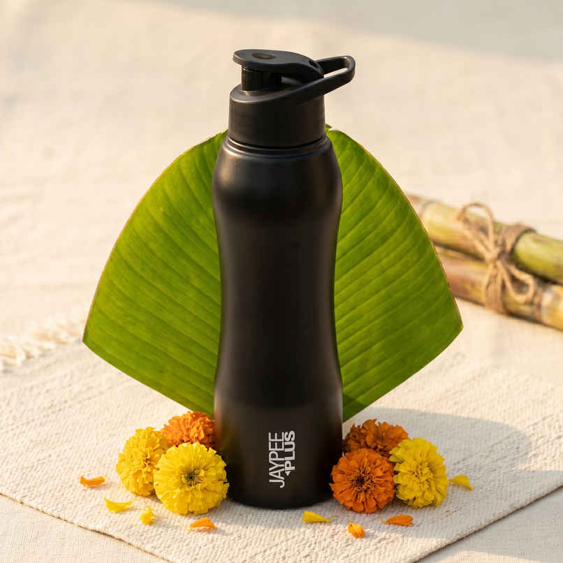 Jaypee Plus Safari 750 Stainless Steel Leakproof Water Bottle with carry Handle | Black | 750 ml