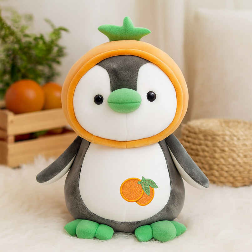 Spanker Penguin Soft Toy Cute Plush with Orange Hood - 28 cm