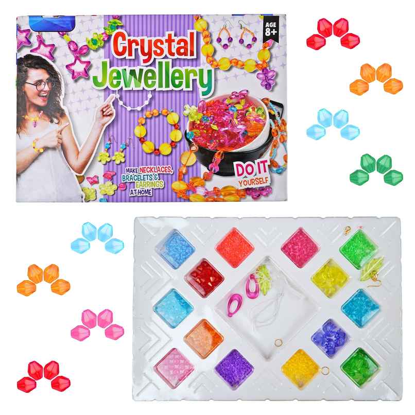 Toyshine Diy Crystal Jewellery Kit | 14 Bead Colors For Bracelets-Necklaces and Earrings | Age 8+
