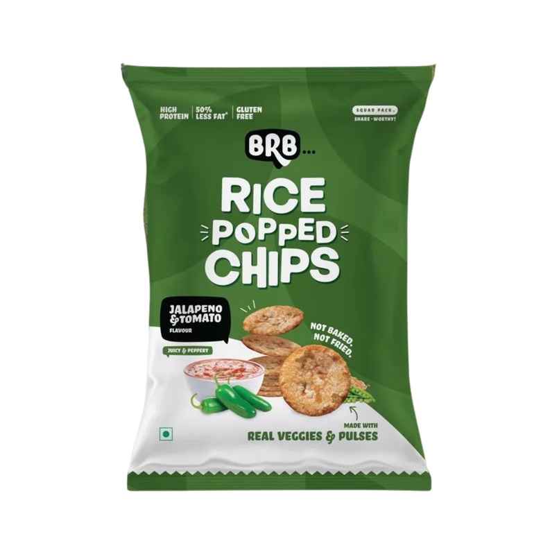 BRB Rice Popped Chips Jalapeno & Tomato Flavour BRB Rice Popped Chips Jalapeno & Tomato Flavour