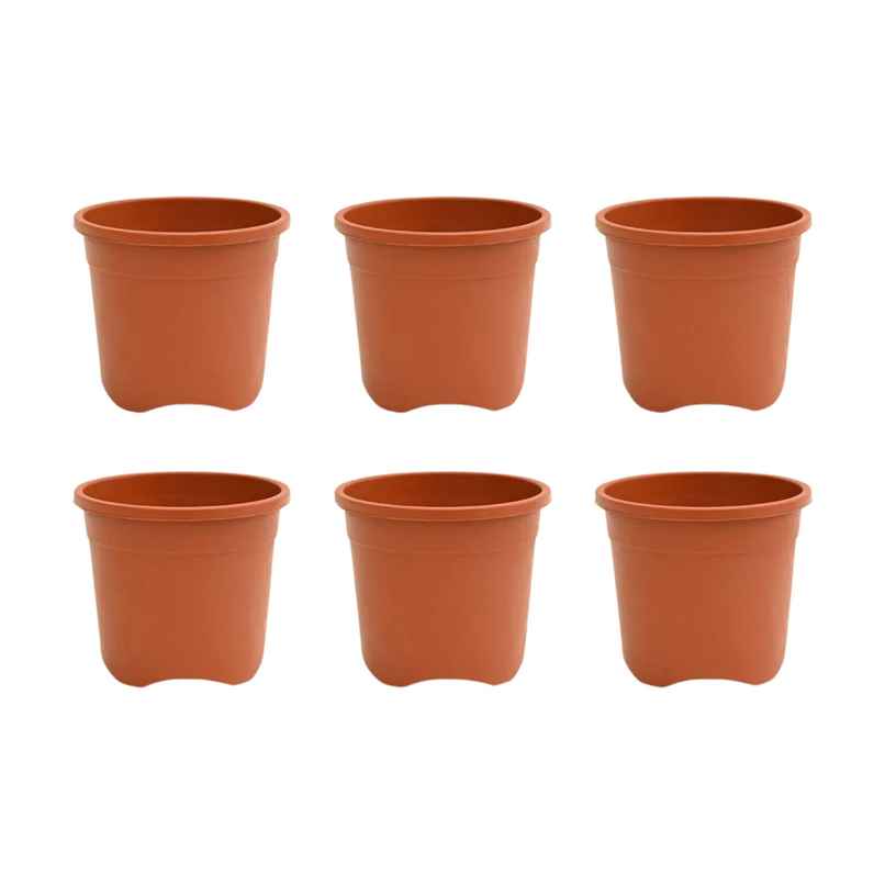 Ugaoo Gardening Plastic Pots For Plants (4 Inch Brown Color Set Of 6 ) Plant Container Set