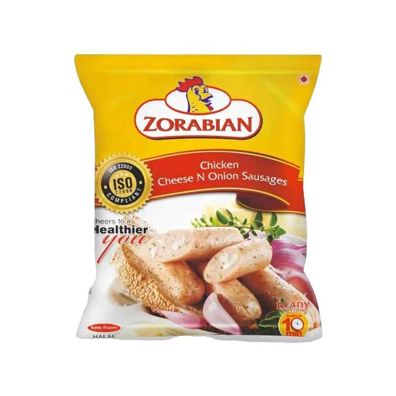 Zorabian Chicken Cheese N Onion Sausages | High Protein | No Trans Fat | No MSG | Fresh Chicken Zorabian Chicken Cheese N Onion Sausages | High Protein | No Trans Fat | No MSG | Fresh Chicken