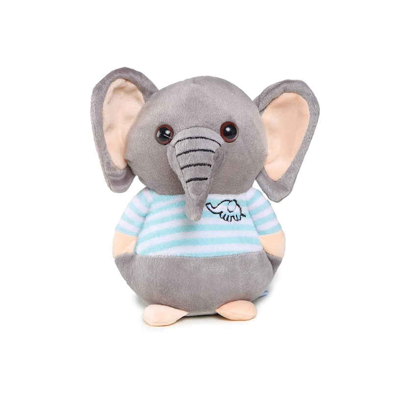 Webby Soft Animal Plush Elephant Toy 20cm, Blue & Grey Webby Soft Animal Plush Elephant Toy 20cm, Blue & Grey