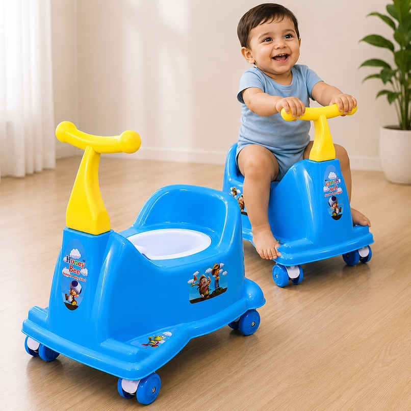 Toyshine 2 in 1 Rider Cum Potty Chair | Pot Seat Potty Training for kids | Blue Green - Blue Toyshine 2 in 1 Rider Cum Potty Chair | Pot Seat Potty Training for kids | Blue Green - Blue
