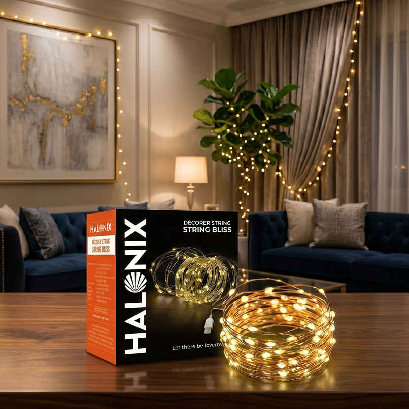 Halonix Decorer Bliss Yellow Copper USB String Light | Yellow | 10 m