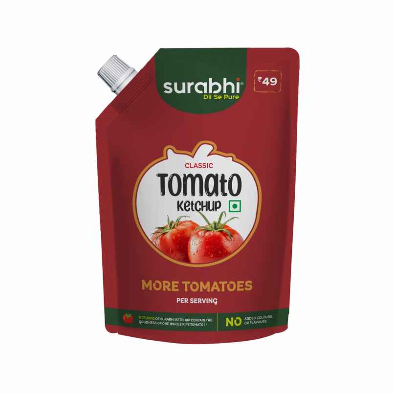 Surabhi Classic Tomato Ketchup Pouch | More Tomatoes | No Artificial Colours & Flavours
