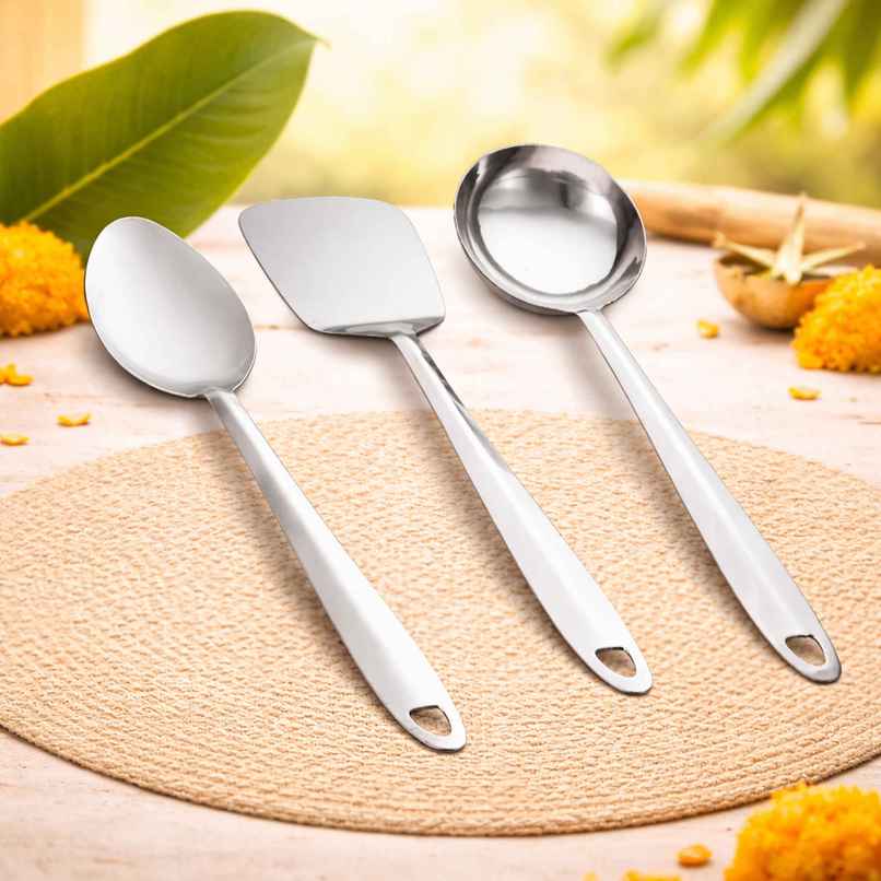 Jensons Stainless Steel Kitchen Tool Set 3 Pieces | Cooking Accessories
