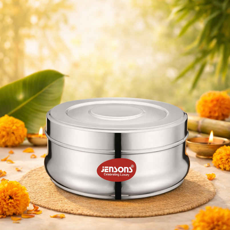 Jensons Stainless Steel Belly Shape Poori Dabba 10 Inch