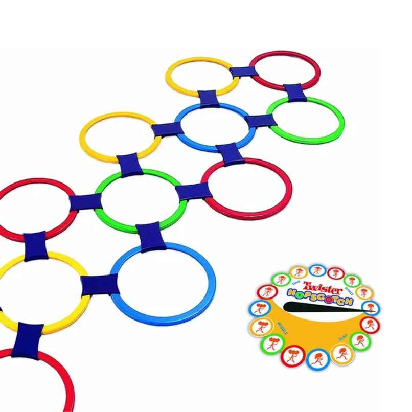 Toyshine Hopscotch Ring Game 13 Multi-Colored Plastic Rings And Connectors For Indoor Or Outdoor