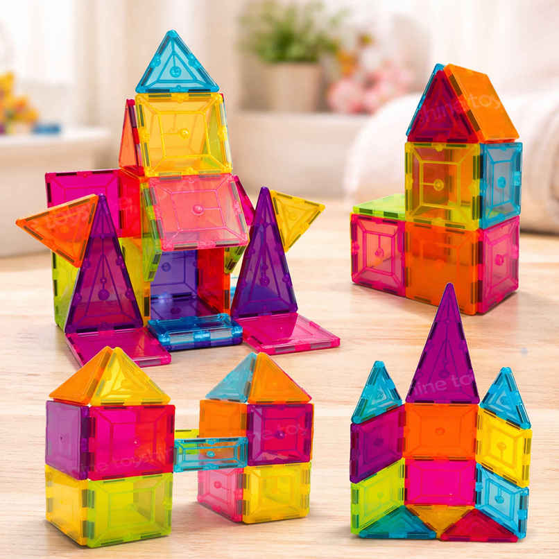 Toyshine 48-piece Magnetic Tiles Building Block Educational Toy Stem Kit | Ages 3+