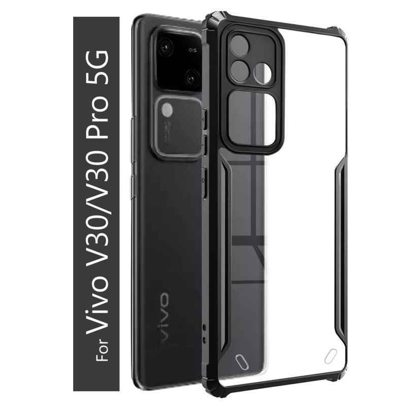 Kwine Case Vivo V30 / V30 Pro Back Cover - Black Bordered Transparent Case