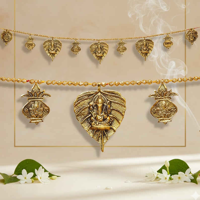 Ganesh Ji & Kalash Toran For Door | Gold Polish | Devnidhii