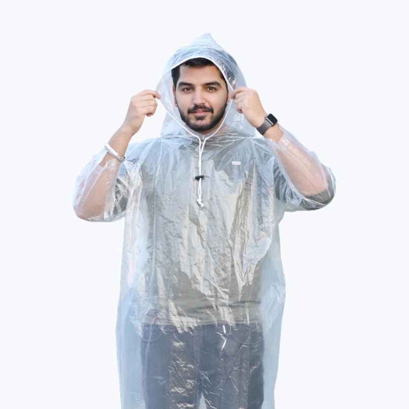 Fendo Disposable Free Size Unisex White Poncho