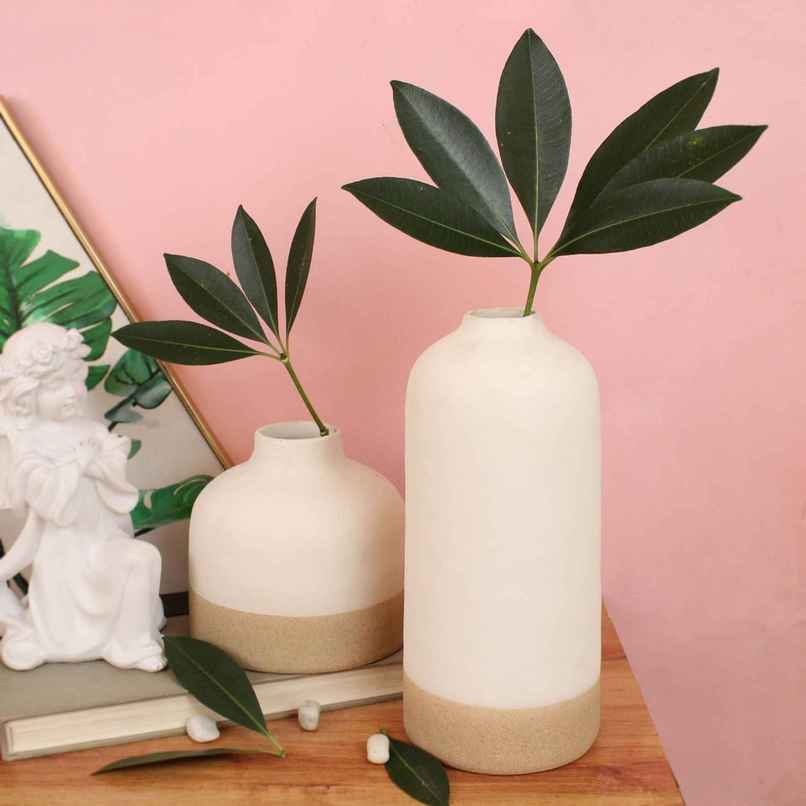 Tied Ribbons Set Of 2 Ceramic Vases Without Flowers