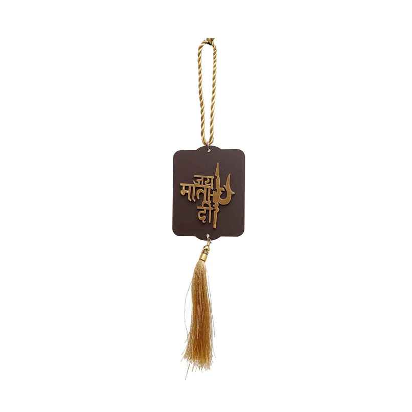 Divine Vibes Jai Mata Di Wooden Car Hanging Decorative Divine Vibes Jai Mata Di Wooden Car Hanging Decorative