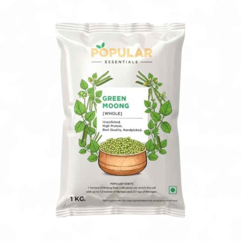 Popular Essentials Green Moong Whole