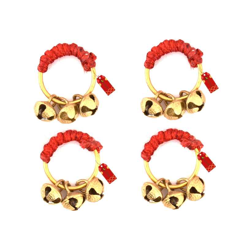 Uapan Brass Ghungroo Kadi Hand Clapping Ring Fingers, Red Pack Of 2 Pair Uapan Brass Ghungroo Kadi Hand Clapping Ring Fingers, Red Pack Of 2 Pair
