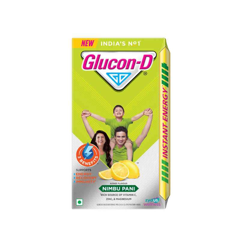 Glucon-D Nimbu Pani with 3 Benefits of Energy, Recovery, and Immunity