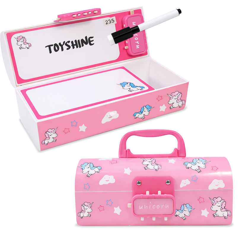 Toyshine Code Lock Pencil Box Multi Compartment Secret Storage | Unicorn Pink Toyshine Code Lock Pencil Box Multi Compartment Secret Storage | Unicorn Pink