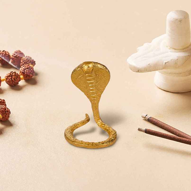 Brass Snake - 3 inch | Solid & Well-Defined for Home or Temple | Svasti