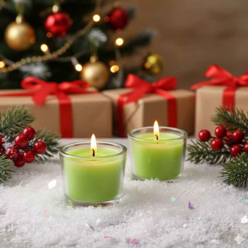 Scented Glass Votive Candles | Lemon Grass | Pack of 3 | Home Decor | Samsidhi